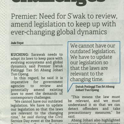 8 Februari 2024 Borneo Post Pg.1 Adapting State Laws To Meet Challenges