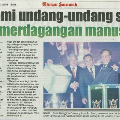 8 Februari 2024 Utusan Sarawak Pg.3 Fahami Undang Undang Siber Pemerdagangan Manusia