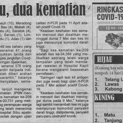 11.5.2021 Utusan Sarawak Pg.4 649 Kes Baharu Dua Kematian