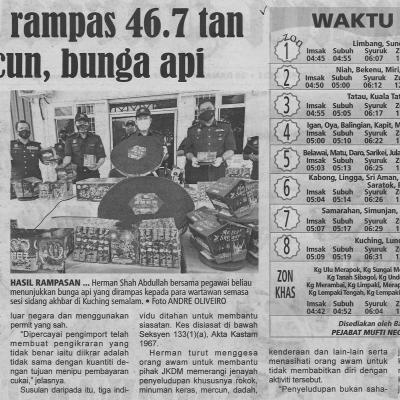 12.5.2021 Utusan Sarawak Pg.2 Kastam Rampas 46.7 Tan Mercun Bunga Api