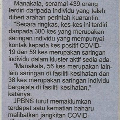 15.5.2021 Utusan Borneo Pg.1 Covid 19 533 Kes Satu Kematian Di Sarawak Semalam