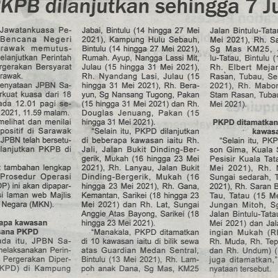 16.5.2021 Mingguan Sarawak Pg.4 Pkpb Dilanjutkan Sehingga 7 Jun