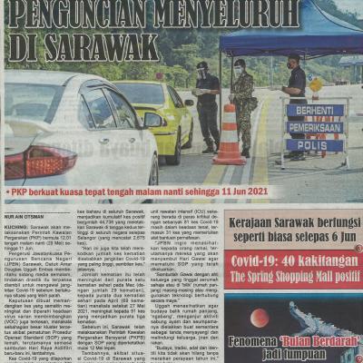 28.5.2021 Utusan Sarawak Pg.1 Penguncian Menyeluruh Di Sarawak