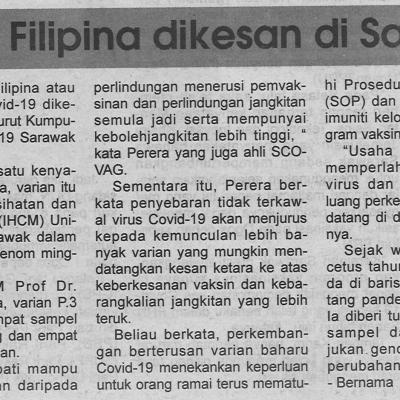 3.5.2021 Utusan Sarawak Pg.4 Varian Filipina Dikesan Di Sarawak