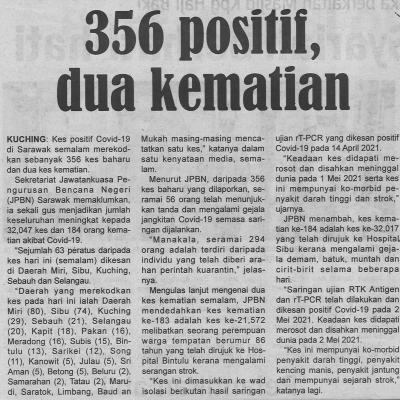 4.5.2021 Utusan Sarawak Pg.4 356 Positif Dua Kematian