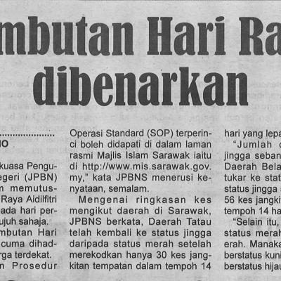 5.5.2021 Utusan Sarawak Pg.4 Sambutan Hari Raya Dibenarkan