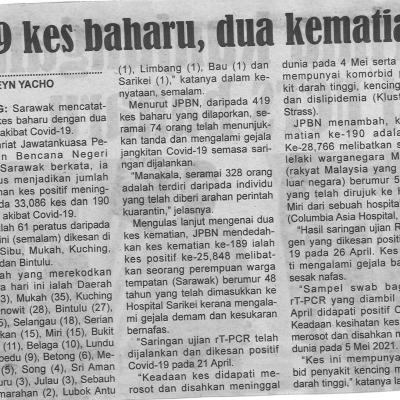 6.5.2021 Utusan Sarawak Pg.4 419 Kes Baharu Dua Kematian