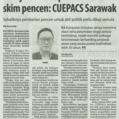 17 Mac 2024 Utusan Borneo Pg.4 Kerajaan Tidak Patut Mansuh Skim Pencen Cuepacs Sarawak