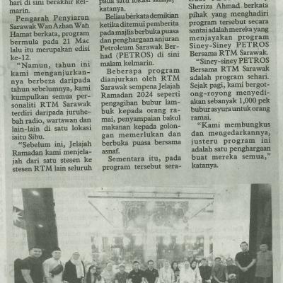 26 Mac 2024 Utusan Borneo Pg.6 Jelajah Ramadhan Rtm Sarawak Di Sibu Berakhir