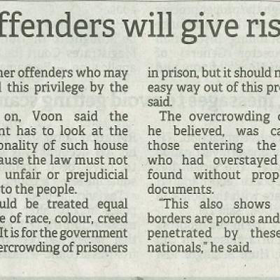 7 Mac 2024 Borneo Post Pg.8 Voon House Arrest Of Convicted Offenders Will Give Rise To Discrimination Injustice