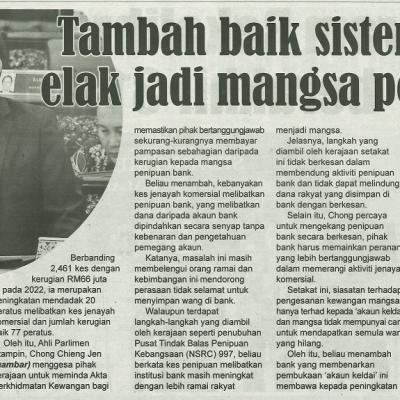 9 Mac 2024 Utusan Sarawak Pg.6 Tambah Baik Sistem Bank Elak Jadi Mangsa Penipuan