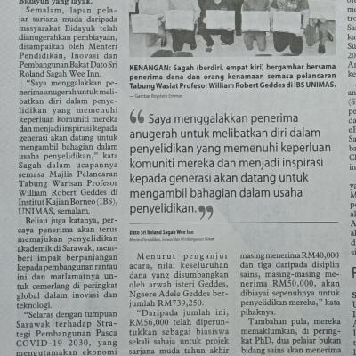 9 April 2024 Utusan Borneo Pg4 Unimas Lancar Dana Bantu Pelajar Bidayuh