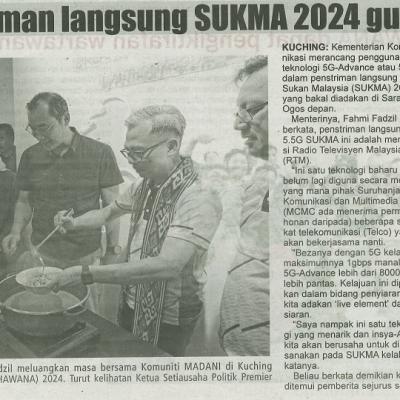 27 Mei 2024 Utusan Sarawak Pg.4 Penstriman Sukma 2024 Guna 5.5g