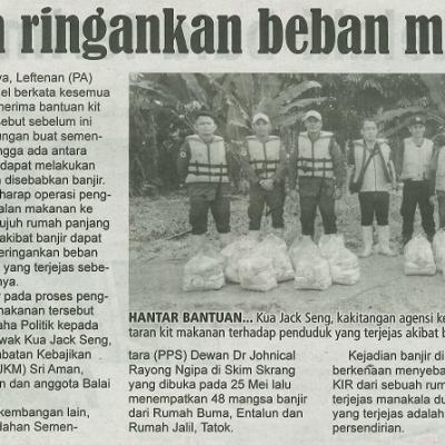 31 Mei 2024 Utusan Sarawak Pg.16 Kit Makanan Ringankan Beban Mangsa Banjir