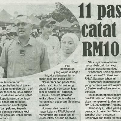 6 Mei 2024 Utusan Sarawak Pg.14 11 Pasar Tani Catat Jualan Rm10.7 Juta