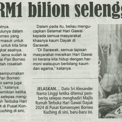 05 Jun 2024 Utusan Sarawak Pg.6 Kkr Mohon Rm1 Bilion Selenggara Redline