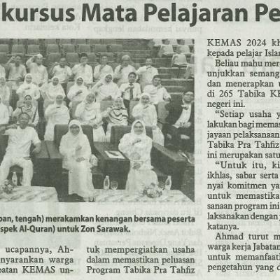 23 Jun 2024 Utusan Borneo Pg.5 Lima Puluh Peserta Ikuti Kursus Mata Pelajaran Pendidikan Islam Di Ikmas