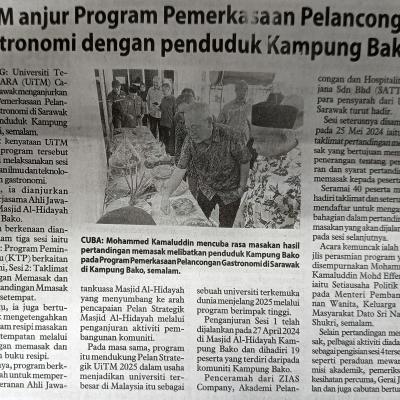 25 Ogos 2024 Utusan Borneo Pg.6 Uitm Anjur Program Pemerkasaan Pelancongan Gastronomi Dengan Penduduk Kampung Bako