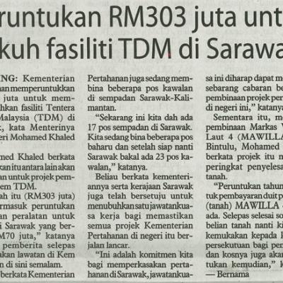 9 Ogos 2024 Utusan Borneo Pg.3 Peruntukan Rm303 Juta Untuk Kukuh Fasiliti Tdm Di Sarawak