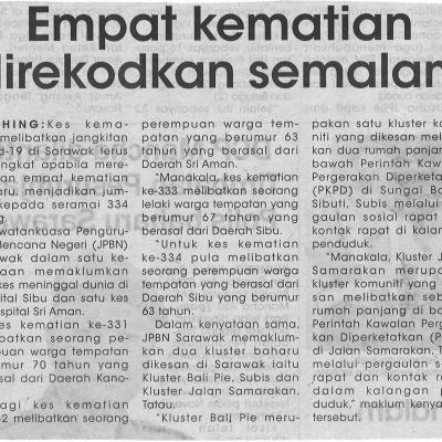 11.06.2021 Utusan Sarawak Pg.4 Empat Kematian Direkodkan Semalam
