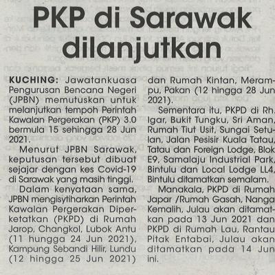 13.6.2021 Mingguan Sarawak Pg.4 Pkp Di Sarawak Dilanjutkan