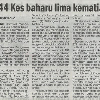 14.6.2021 Utusan Sarawak Pg.4 544 Kes Baharu Lima Kematian