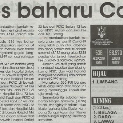 19.6.2021 Utusan Sarawak Pg.4 536 Kes Baharu Covid 19