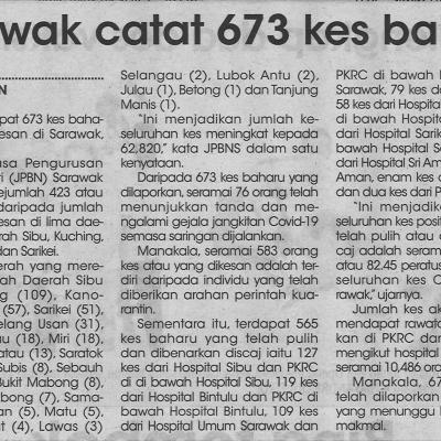 26.6.2021 Utusan Sarawak Pg.4 Sarawak Catat 673 Kes Baharu