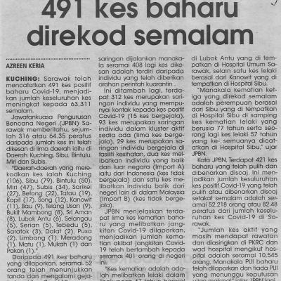 27.6.2021 Mingguan Sarawak Pg.4 491 Kes Baharu Direkod Semalam