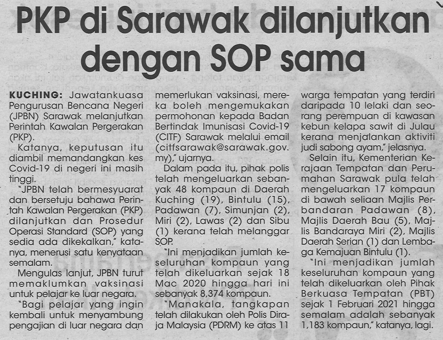Keratan Akhbar Jun 2021