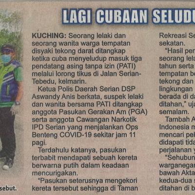 5.6.2021 Utusan Borneo Pg.1 Lagi Cubaan Seludup Masuk Pati Dipatahkan