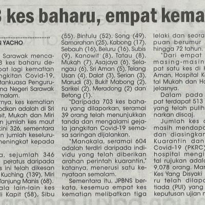 8.6.2021 Utusan Sarawak Pg.4 703 Kes Baharu Empat Kematian