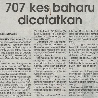 9.6.2021 Utusan Sarawak Pg.4 707 Kes Baharu Dicatatkan