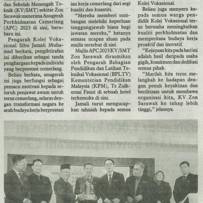 14 September 2024 Utusan Borneo Pg.666 Terima Anugerah Perkhidmatan Cemerlang Kv Smt 2023 Zon Sarawak