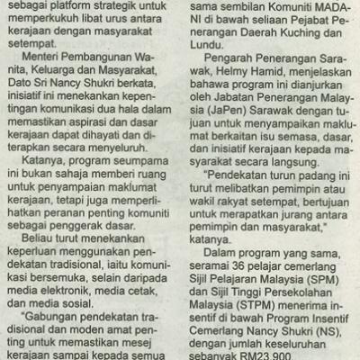 2 September 2024 Utusan Sarawak Pg.3 Program Jiwa Komuniti Madani Perkukuh Komunikasi Dua Hala