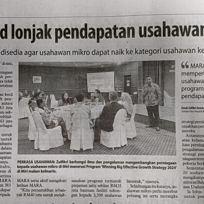 27 September 2024 Utusan Borneo Pg4 Mara Komited Lonjak Pendapatan Usahawan Di Sarawak