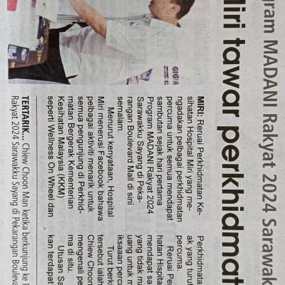 30 September 2024 Utusan Sarawak Pg.15 Hospital Miri Tawar Perkhidmatan Percuma