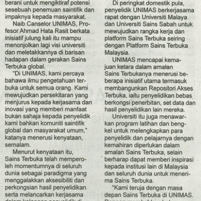 4 September 2024 Utusan Sarawak Pg.6 Unimas Rintis Amalan Sains Terbuka