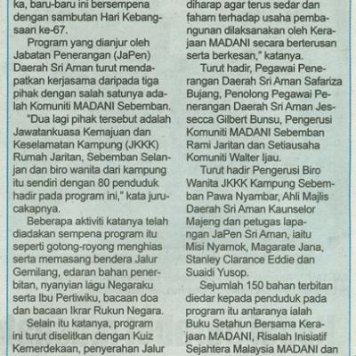 5 Sept. 2024 Utusan Sarawak Pg.13 Terus Semarakkan Jiwa Kemerdekaan
