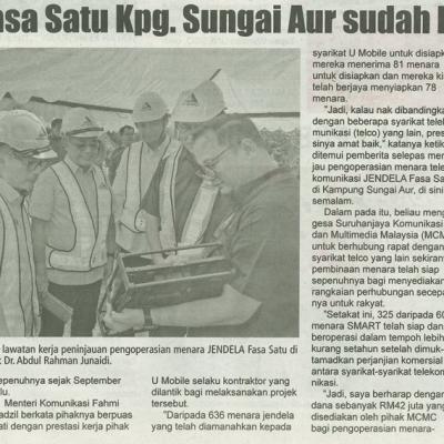 11 November 2024 Utusan Sarawak Pg.4 Jendela Fasa Satu Kpg. Sungai Aur Sudah Beroperasi