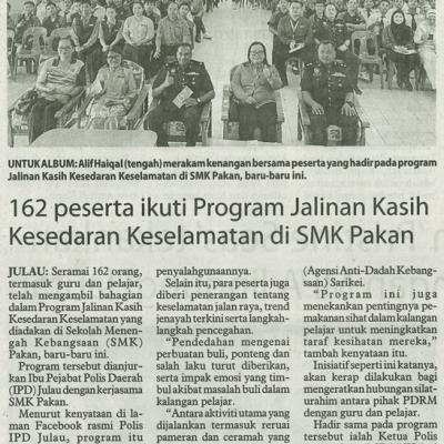 24 November 2024 Utusan Borneo Pg.4 162 Peserta Ikuti Program Jalinan Kasih Kesedaran Keselamatan Di Smk Pakan