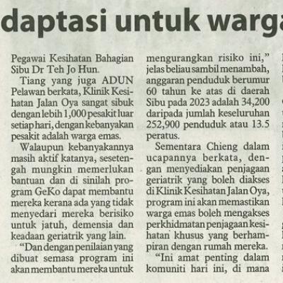 27 November 2024 Utusan Borneo Pg.4 Program Geko Diadaptasi Untuk Warga Emas Sejak 2023