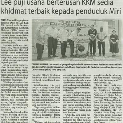 3 November 2024 Utusan Sarawak Pg.3 Lee Puji Usaha Berterusan Kkm Sedia Khidmat Terbaik Kepada Penduduk Miri