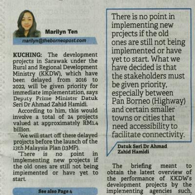 4 November 2024 Borneo Post Pg.1 Priority Still Set On Rural Development