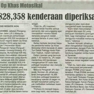 15 Disember 2024 Utusan Sarawakpg.2 Ops Motosikal Khas 828358 Kenderaan Diperiksa