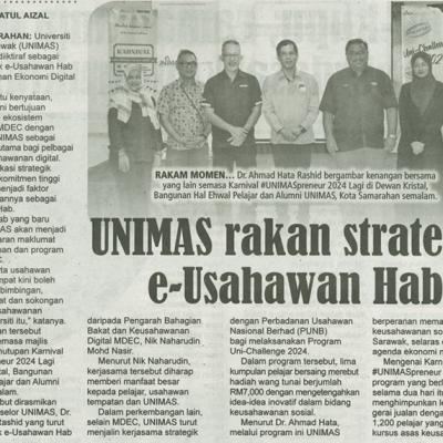 24 Disember 2024 Utusan Sarawak Pg.7 Unimas Rakan Strategik E Usahawan Hab