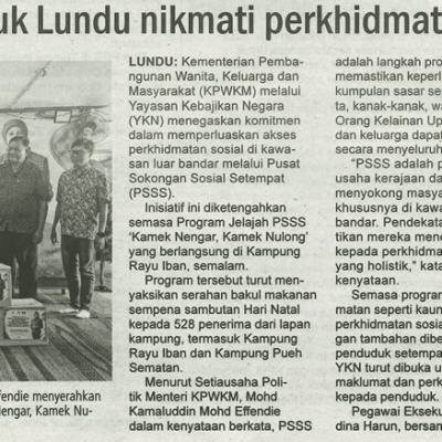 9 Disember 2024 Utusan Sarawak Pg.6 Penduduk Lundu Nikmati Perkhidmatan Psss