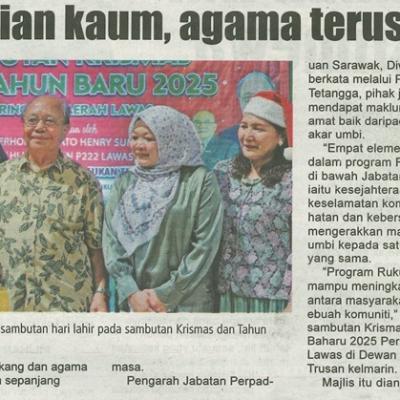 14 Januari 2025 Utusan Sarawak Pg.9 Kepelbagaian Kaum Agama Terus Dipelihara