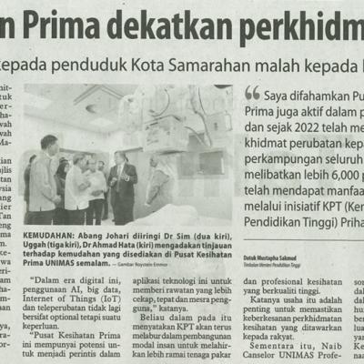 16 Januari 2025 Utusan Borneo Pg.4 Pusat Kesihatan Prima Dekatkan Perkhidmatan Kesihatan