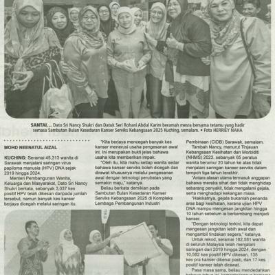 28 Januari 2025 Utusan Sarawak Pg.5 45313 Wanita Sarawak Jalani Saringan Hpv
